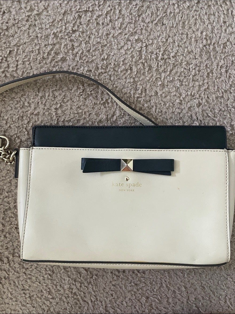 kate spade Two-Tone Cream and Black Bow Shoulder Bag